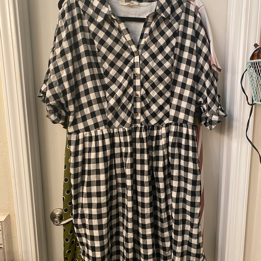 Anthropologie Black and White Checkered Dress